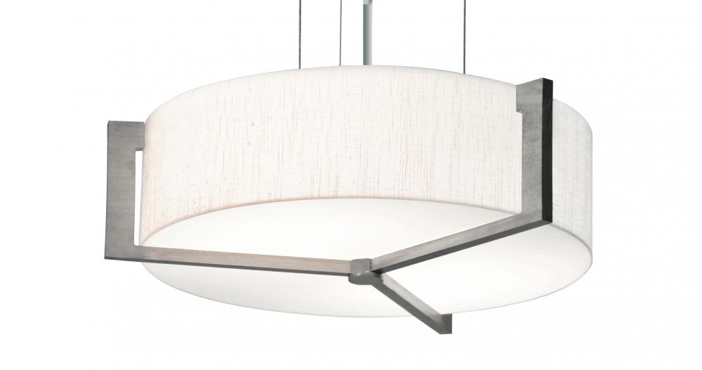 Apex 21'' LED Pendant - Weathered Grey Finish - Linen White Shade