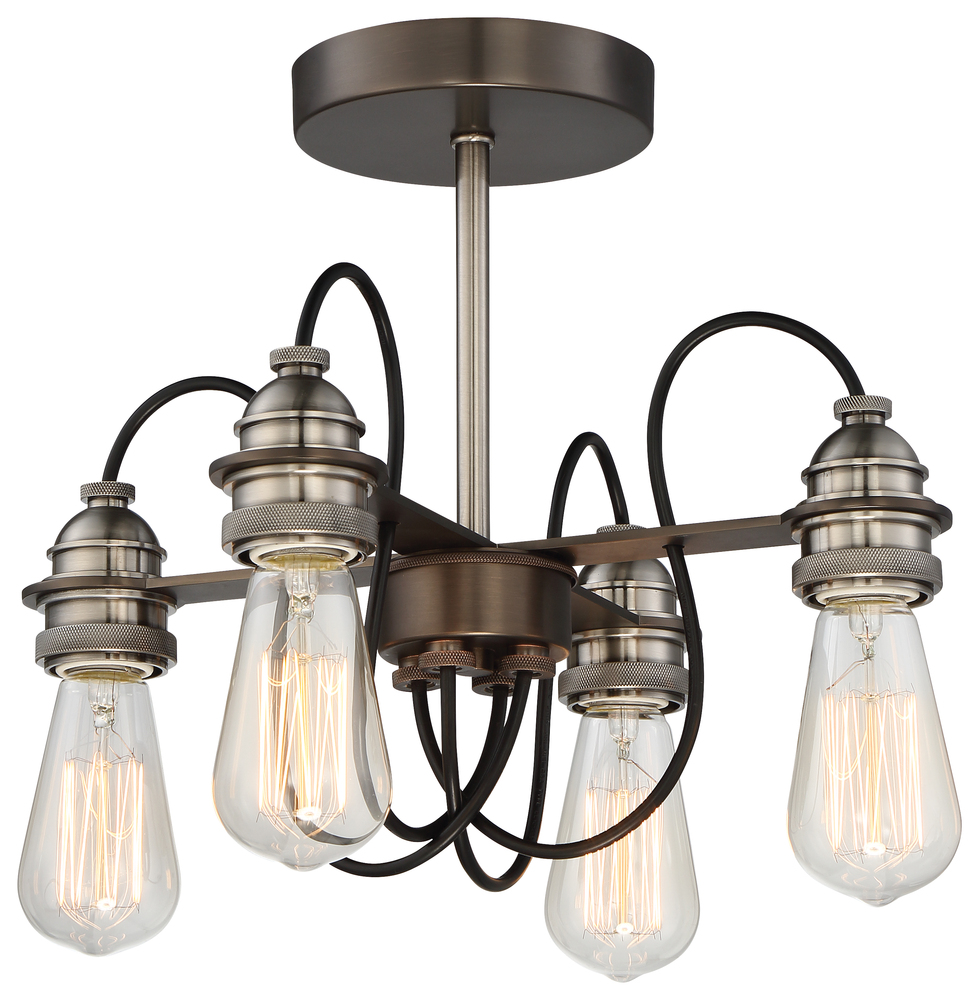 Uptown Edison - 4 Light Semi Flush (Convertible to Pendant)