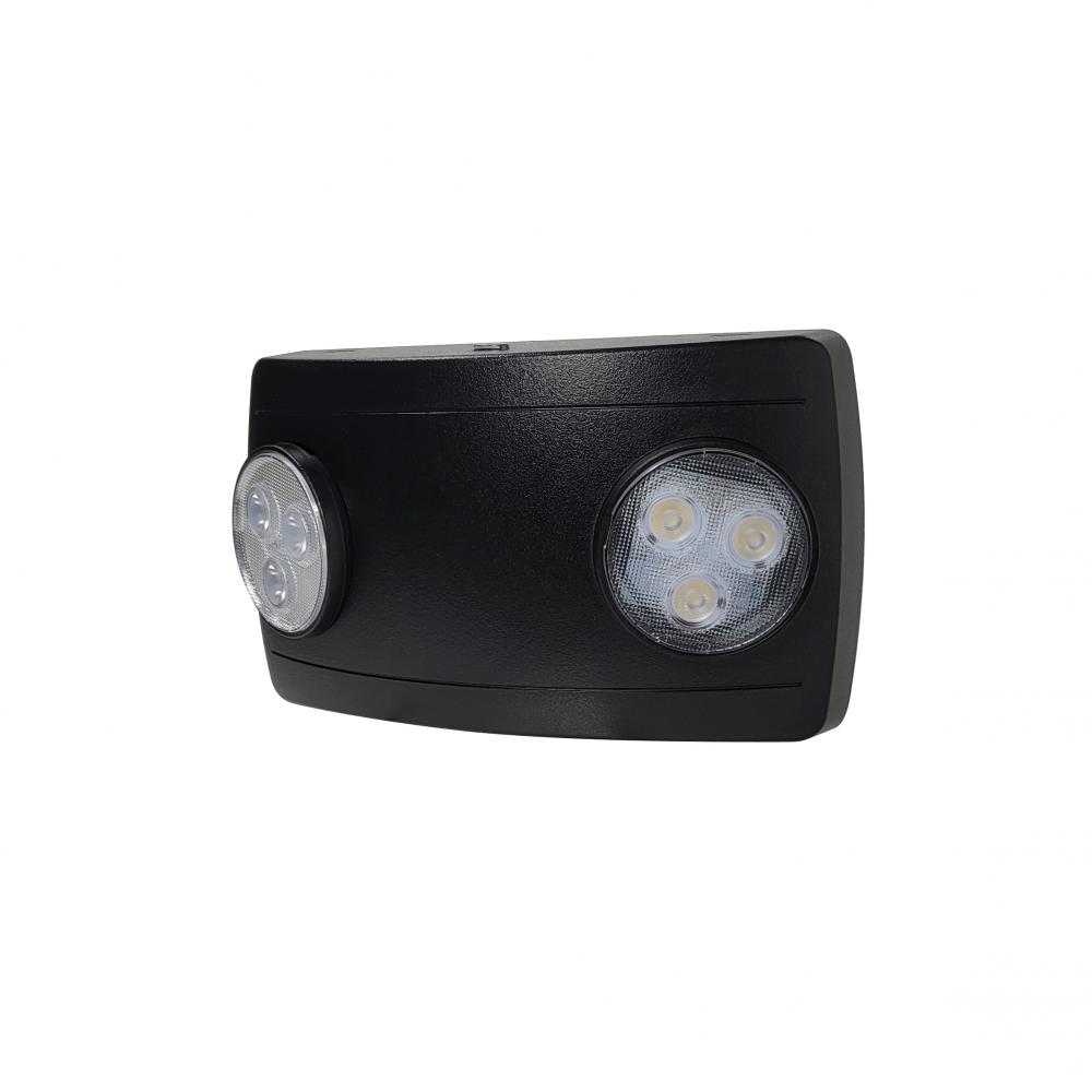 Compact Dual Head LED Emergency Light, 120/277V, Black