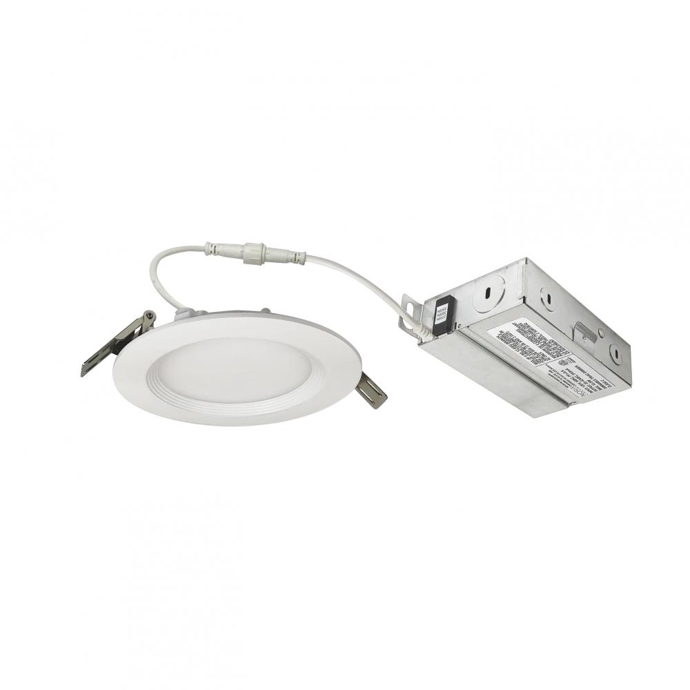 4" E-Series FLIN Round LED Downlight with Selectable CCT (30K/40K/50K), 900lm / 10.5W, Matte