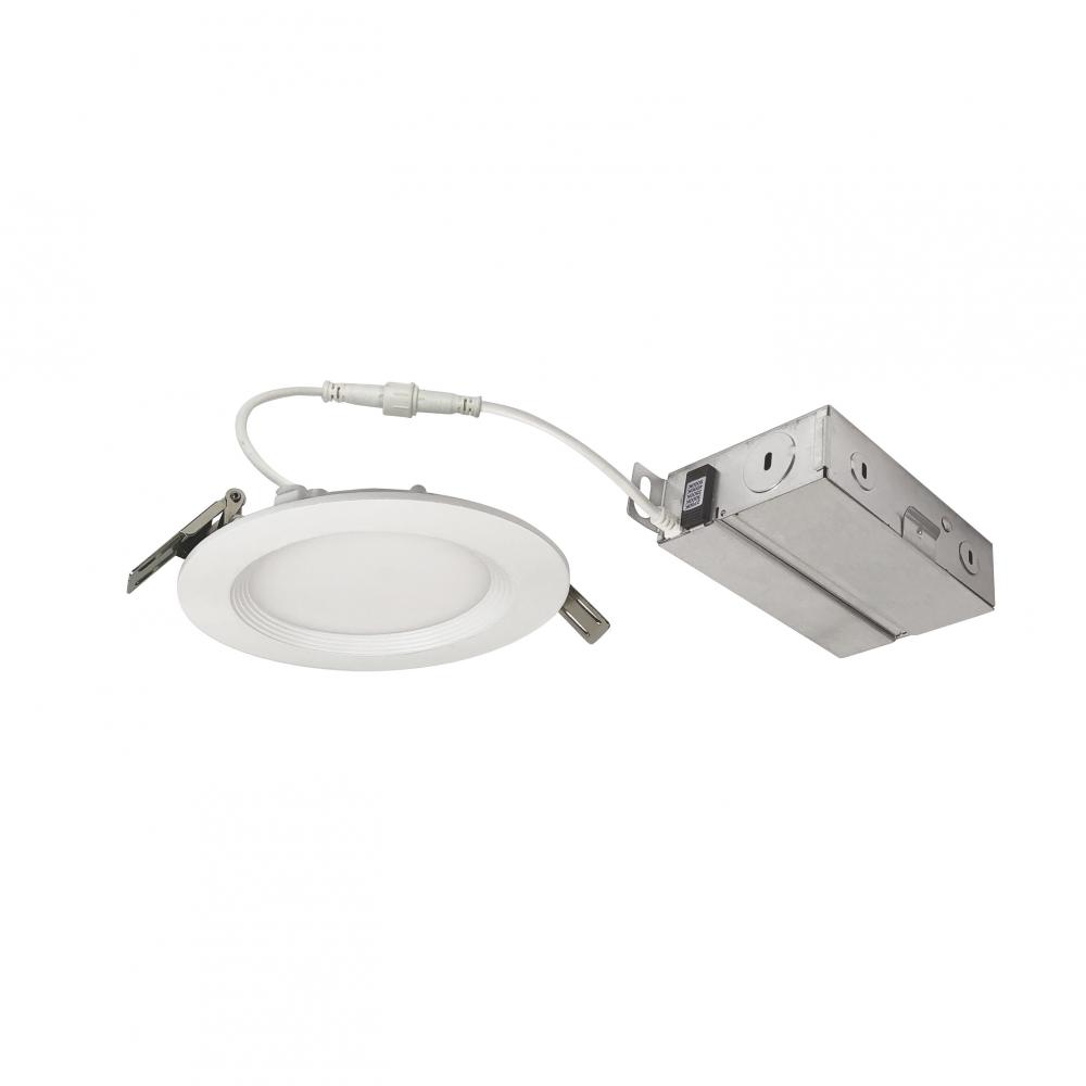 4" E-Series FLIN Round LED Downlight Selectable 5CCT, Matte Powder White Finish, 120-277V