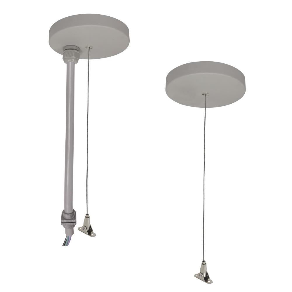 20' Pendant & Power Mounting Kit for NLUD Series, Aluminum Finish, wired for EM