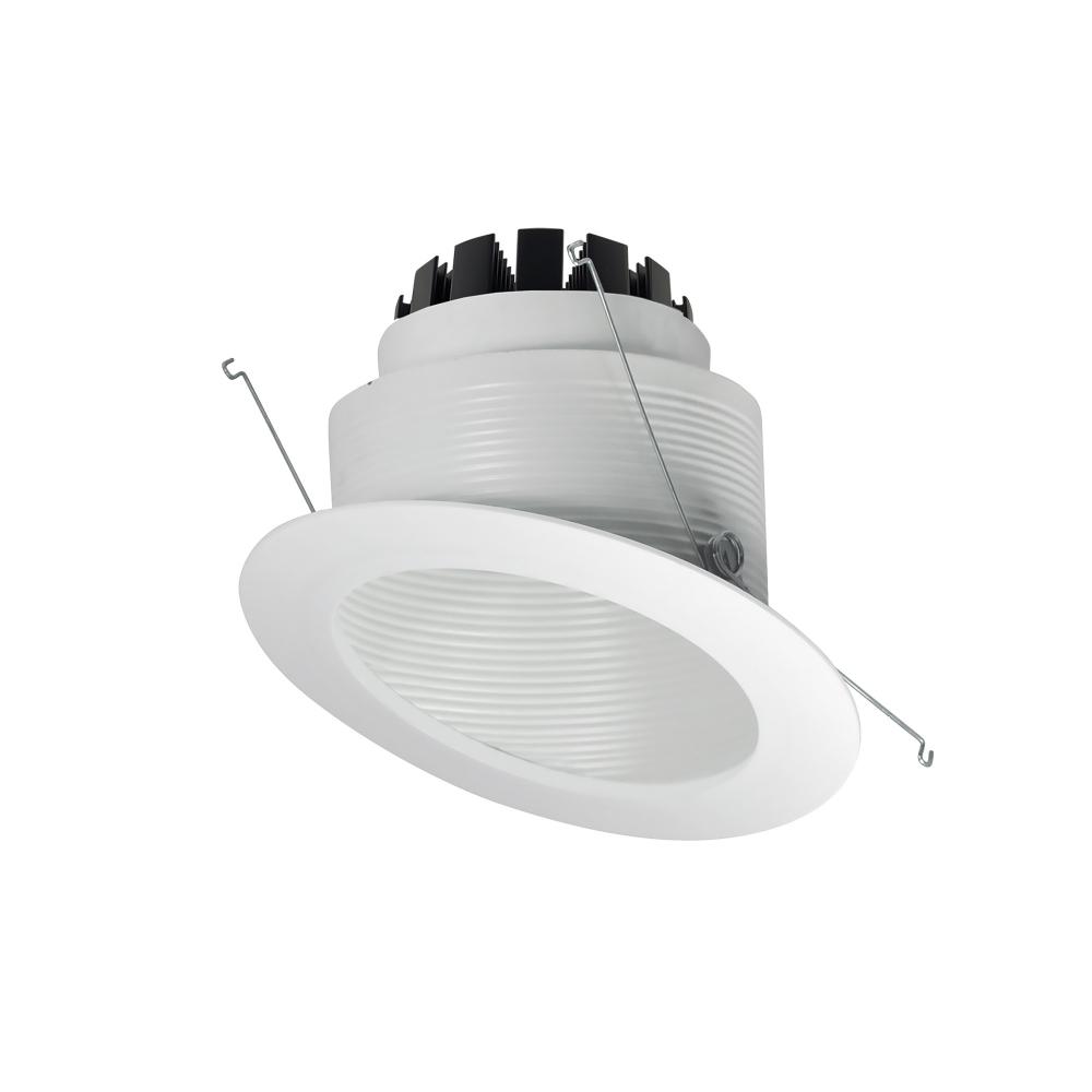 6" Marquise III Round Slope Baffle, 1200lm, 3500K, Flood Optic, White Baffle/White Flange