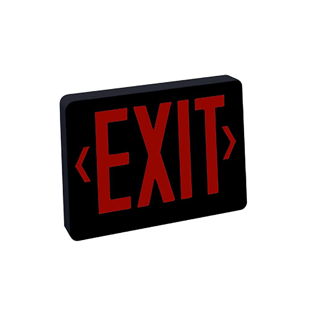 Thermoplastic LED Exit Sign, Battery Backup, Red Letters / Black Housing, Battery Backup