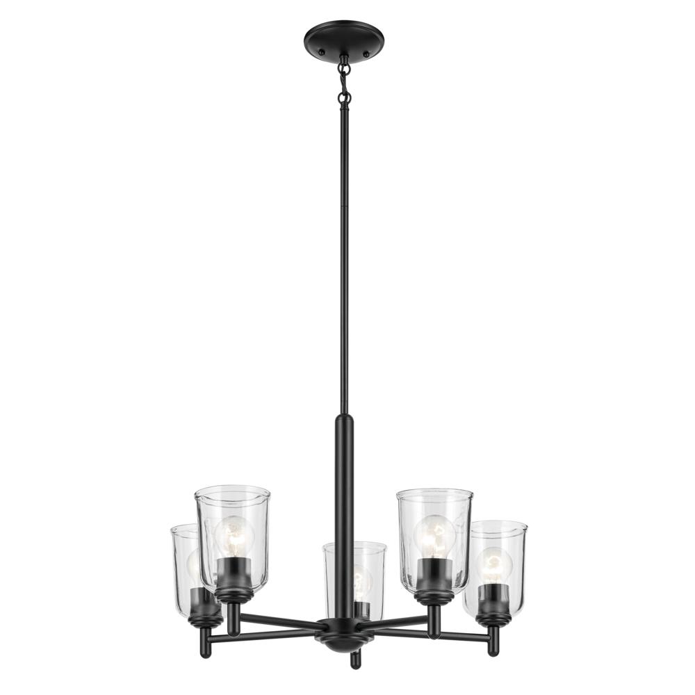 Shailene 15.25" 5-Light Chandelier with Clear Glass in Black