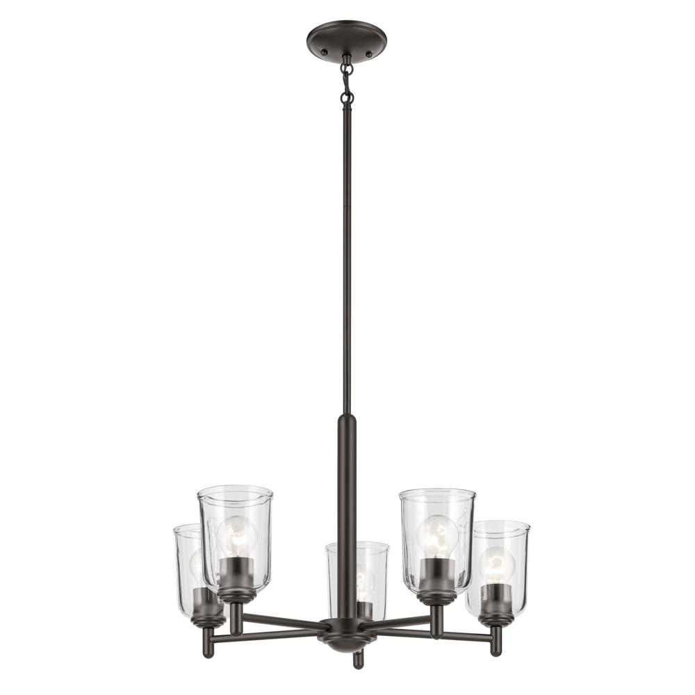 Shailene 15.25" 5-Light Chandelier with Clear Glass in Olde Bronze