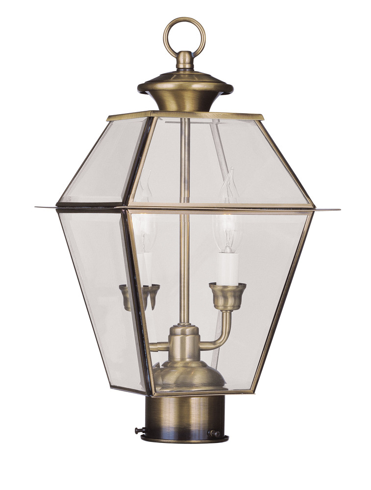 2 Light AB Outdoor Post Lantern