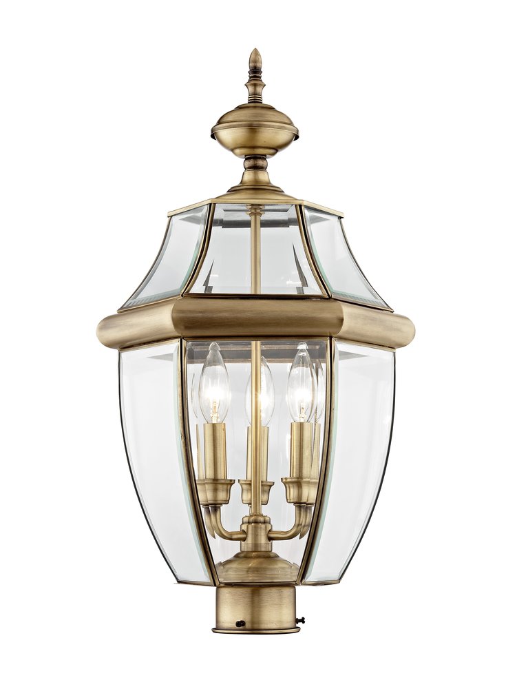 3 Light AB Outdoor Post Lantern