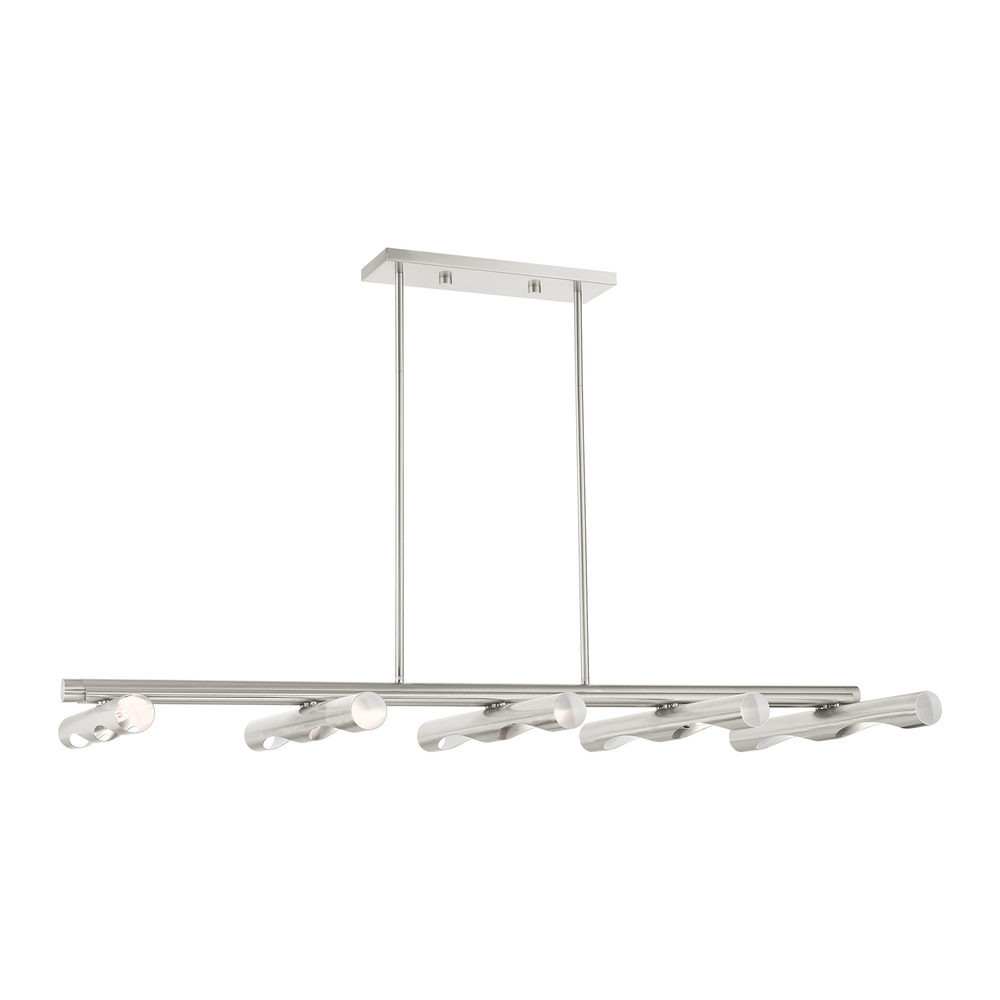 10 Lt Brushed Nickel Linear Chandelier