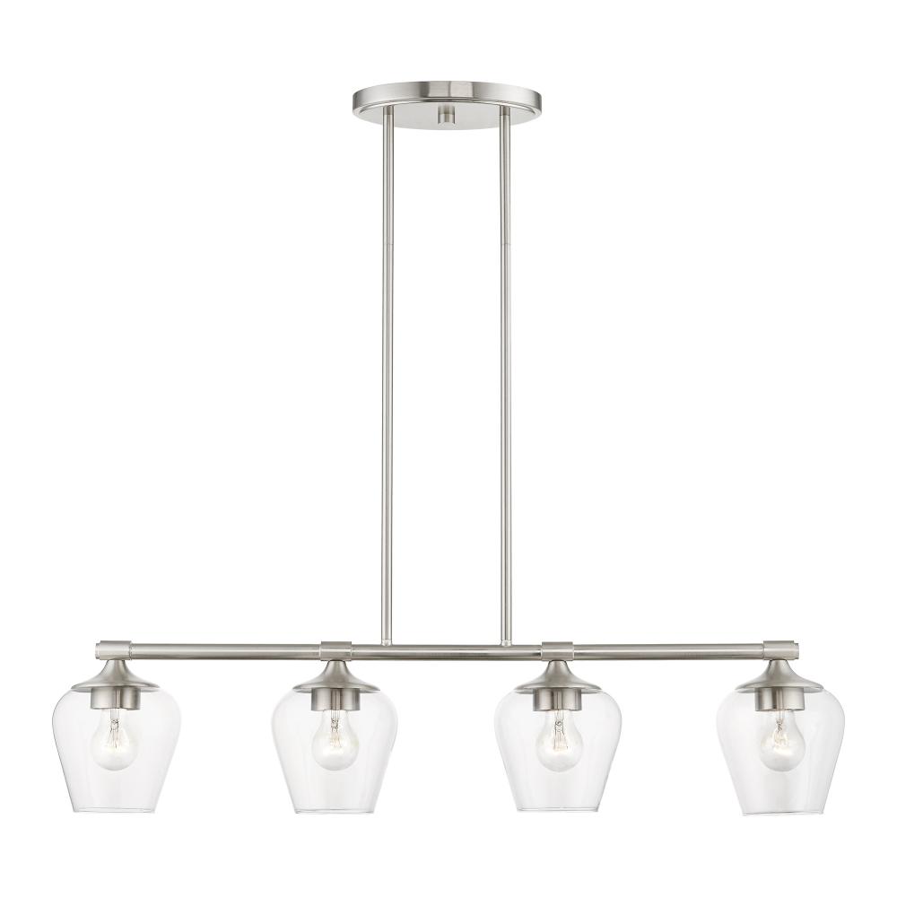 4 Light Brushed Nickel Linear Chandelier