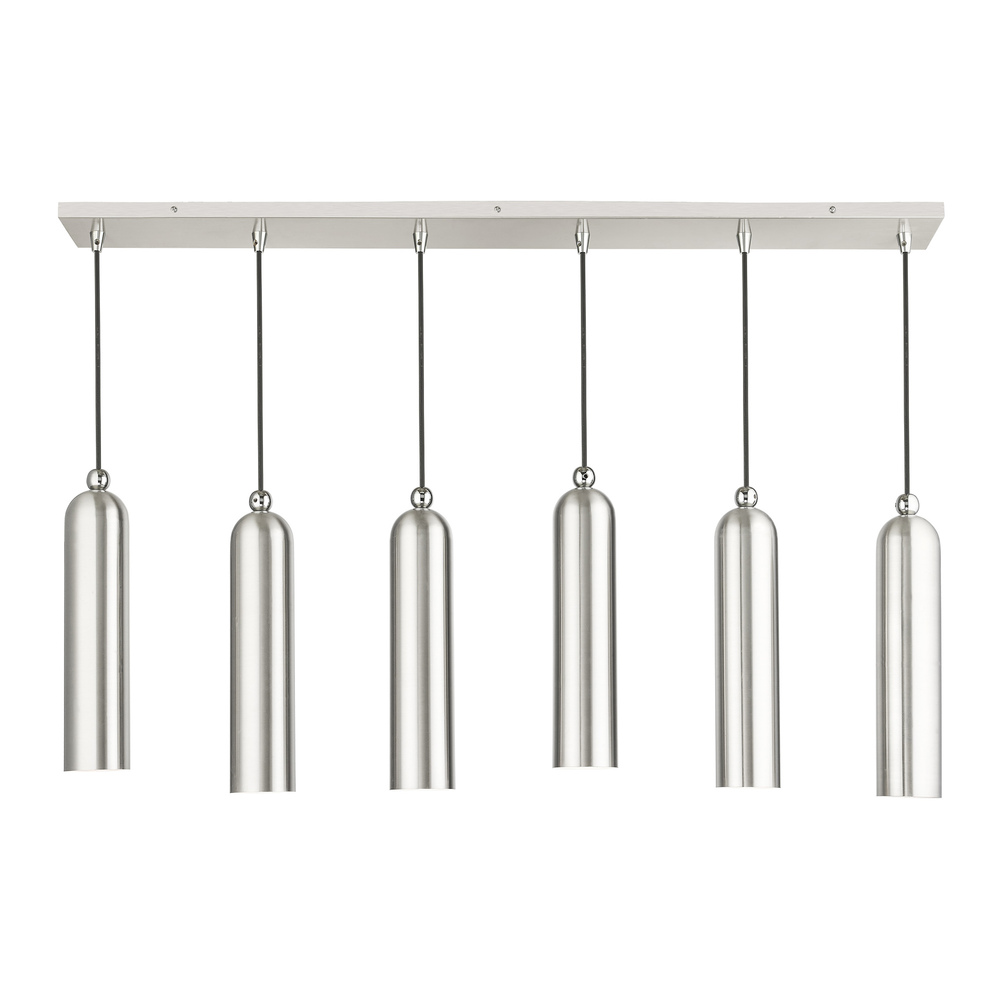 6 Lt Brushed Nickel Linear Pendant