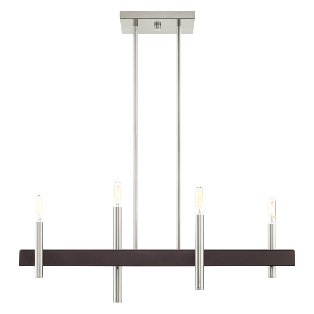 4 Lt Brushed Nickel Linear Chandelier