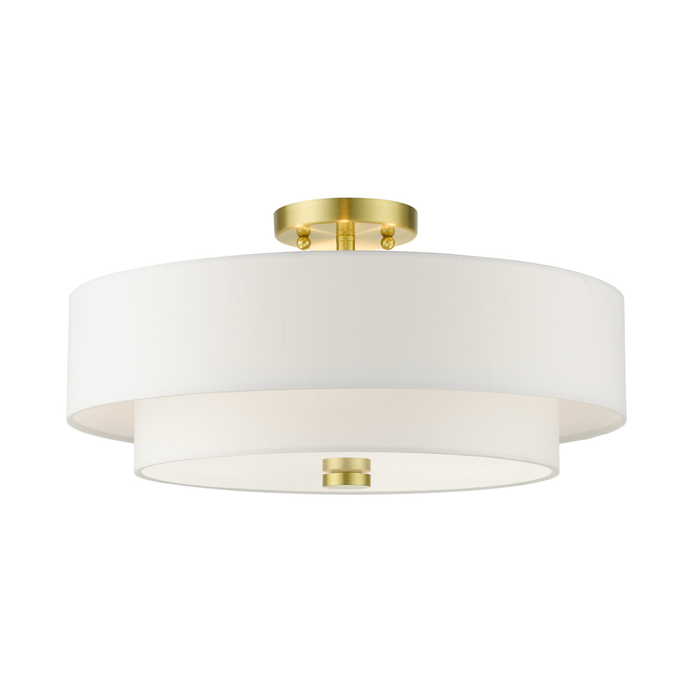 4 Lt Satin Brass Semi Flush