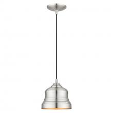 Livex Lighting 55901-91 - 1 Light Brushed Nickel Mini Bell Pendant with Gold Finish Inside
