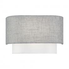 Livex Lighting 60012-91 - 2 Light Brushed Nickel ADA Sconce with Hand Crafted Urban Gray and White Fabric Hardback Shades