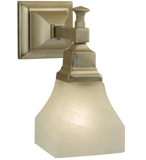 5"W Bungalow White Alabaster Swirl Wall Sconce