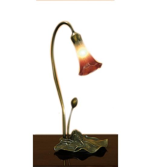 16" High Pink/White Tiffany Pond Lily Accent Lamp