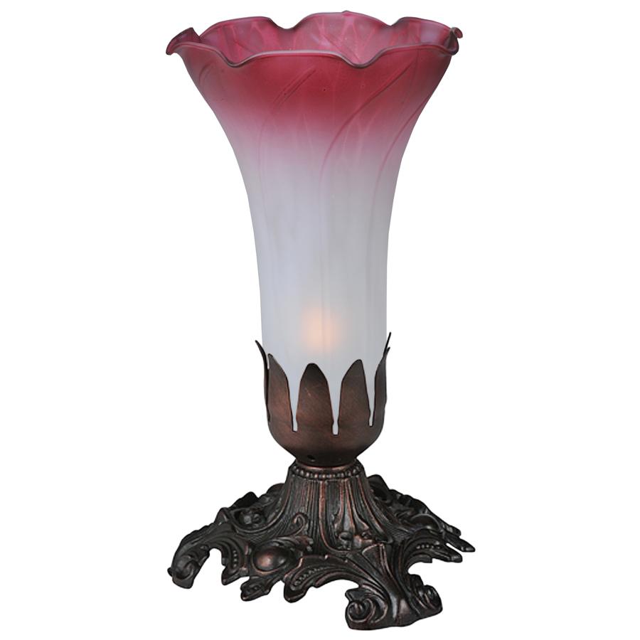 7" High Pink/White Tiffany Pond Lily Victorian Mini Lamp