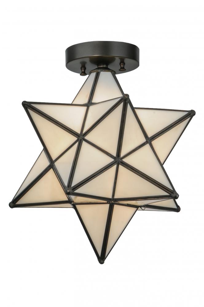 12"W Moravian Star White Flushmount