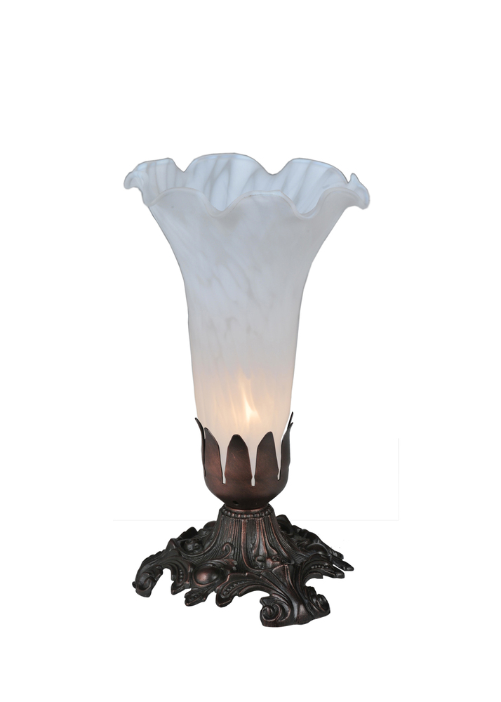 7" High White Tiffany Pond Lily Victorian Mini Lamp