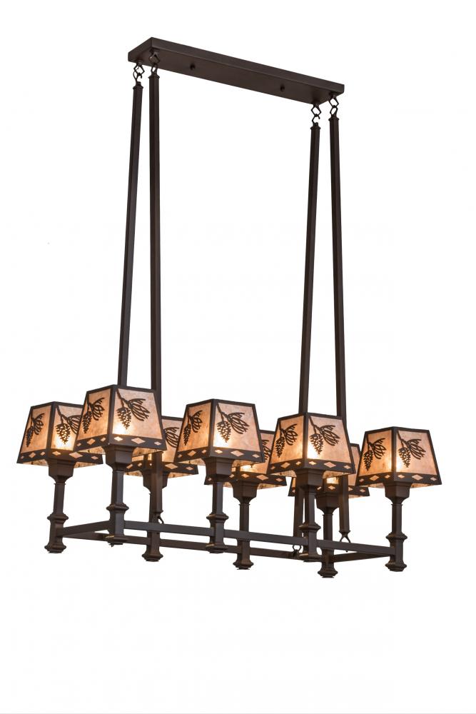 38"L Balsam Pine 8 LT Oblong Chandelier