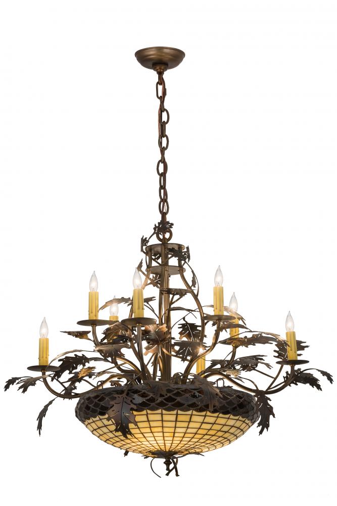 42"W Greenbriar Oak 8 Arm Chandelier