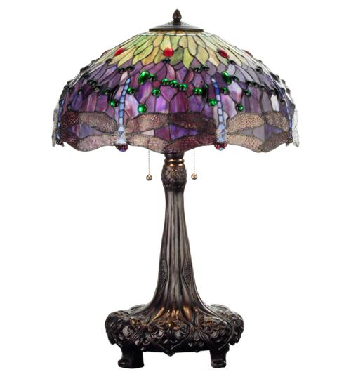 31" High Tiffany Hanginghead Dragonfly Table Lamp