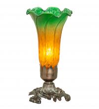 Meyda Blue 10214 - 7.5" High Amber/Green Tiffany Pond Lily Victorian Accent Lamp