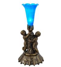 Meyda Blue 11533 - 12" High Blue Pond Lily Twin Cherub Mini Lamp