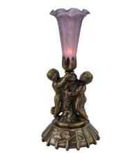 Meyda Blue 11642 - 12" High Lavender Tiffany Pond Lily Twin Cherub Mini Lamp