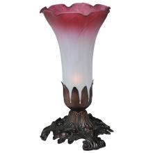 Meyda Blue 14468 - 7" High Pink/White Tiffany Pond Lily Victorian Mini Lamp