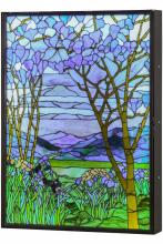 Meyda Blue 151565 - 30"W Tiffany Magnolia & Iris Stained Glass Lighted Window