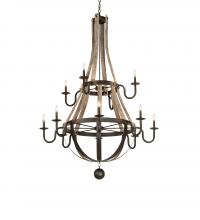 Meyda Blue 230170 - 56" Wide Barrel Stave Madera 12 Light Two Tier Chandelier