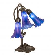 Meyda Blue 254291 - 16" High Blue Tiffany Pond Lily 3 Light Accent Lamp