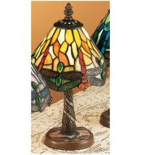Meyda Blue 26614 - 12"H Tiffany Hanginghead Dragonfly w/ Twisted Fly Mosaic Base Mini Lamp
