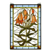 Meyda Blue 32660 - 16" Wide X 24" High Trumpet Lily Stained Glass Window