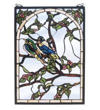 Meyda Blue 47966 - 14"W X 20"H Lovebirds Stained Glass Window