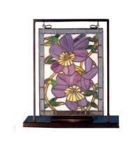 Meyda Blue 68409 - 9.5"W X 10.53"H Pansies Lighted Mini Tabletop Window