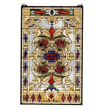 Meyda Blue 71268 - 22"W X 35"H Estate Floral Stained Glass Window