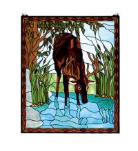 Meyda Blue 72936 - 25"W X 30"H Deer Stained Glass Window