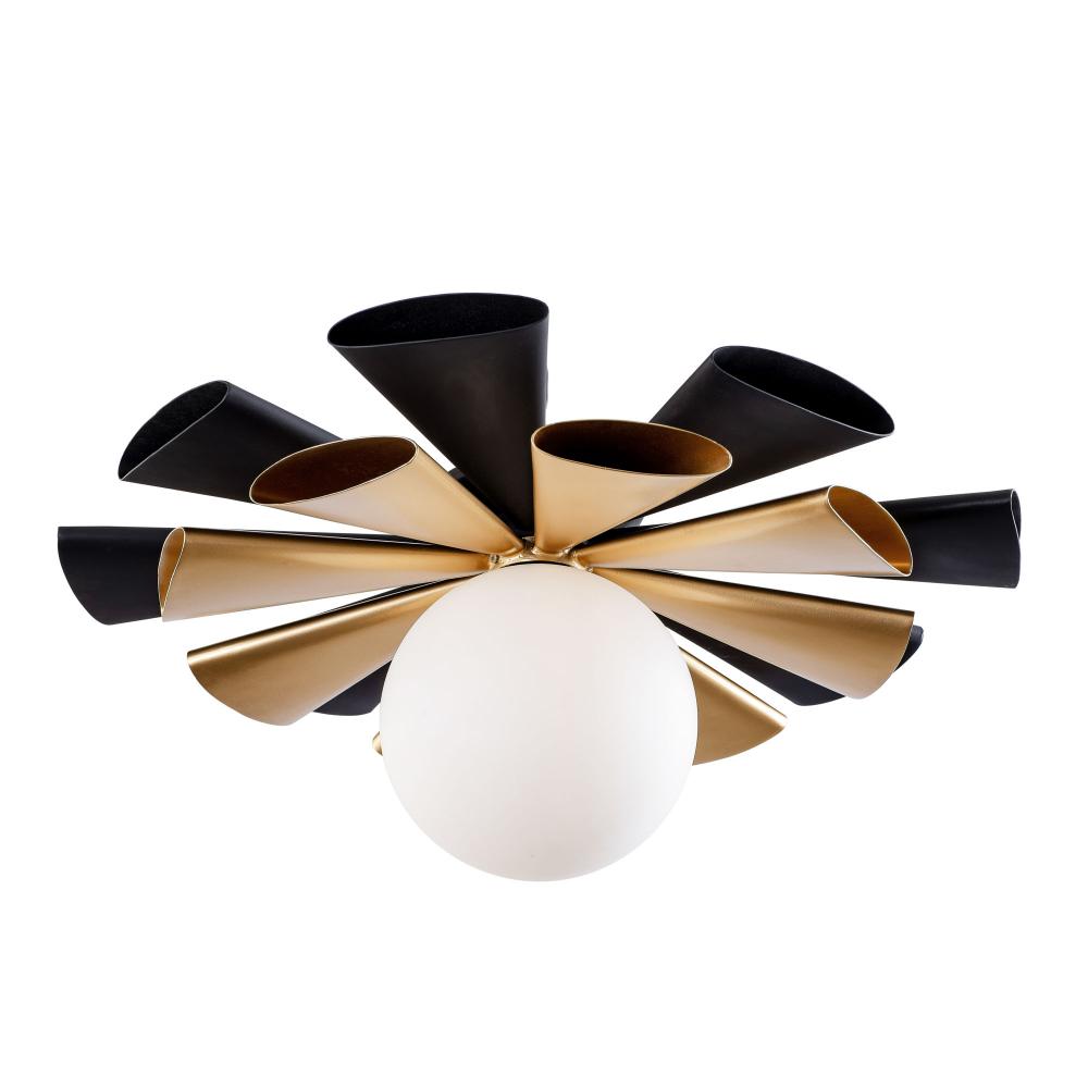 Daphne 1-Lt Convertible Flush Mount/Sconce - Matte Black/French Gold