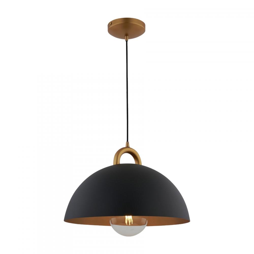 Pantheon-1-Light Pendant-15.75"-Black/Rust Brass