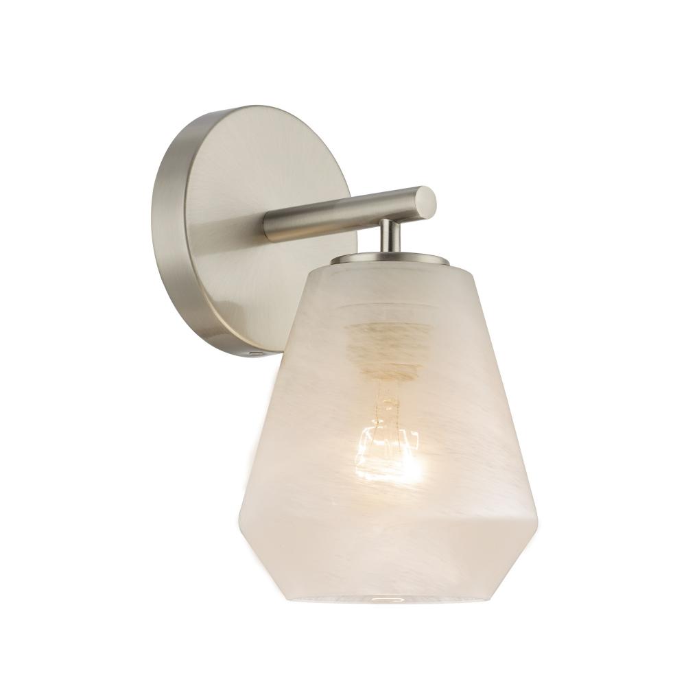 Brooke 1 Light Wall Sconce, Brushed Nickel with Wispy White Glassware