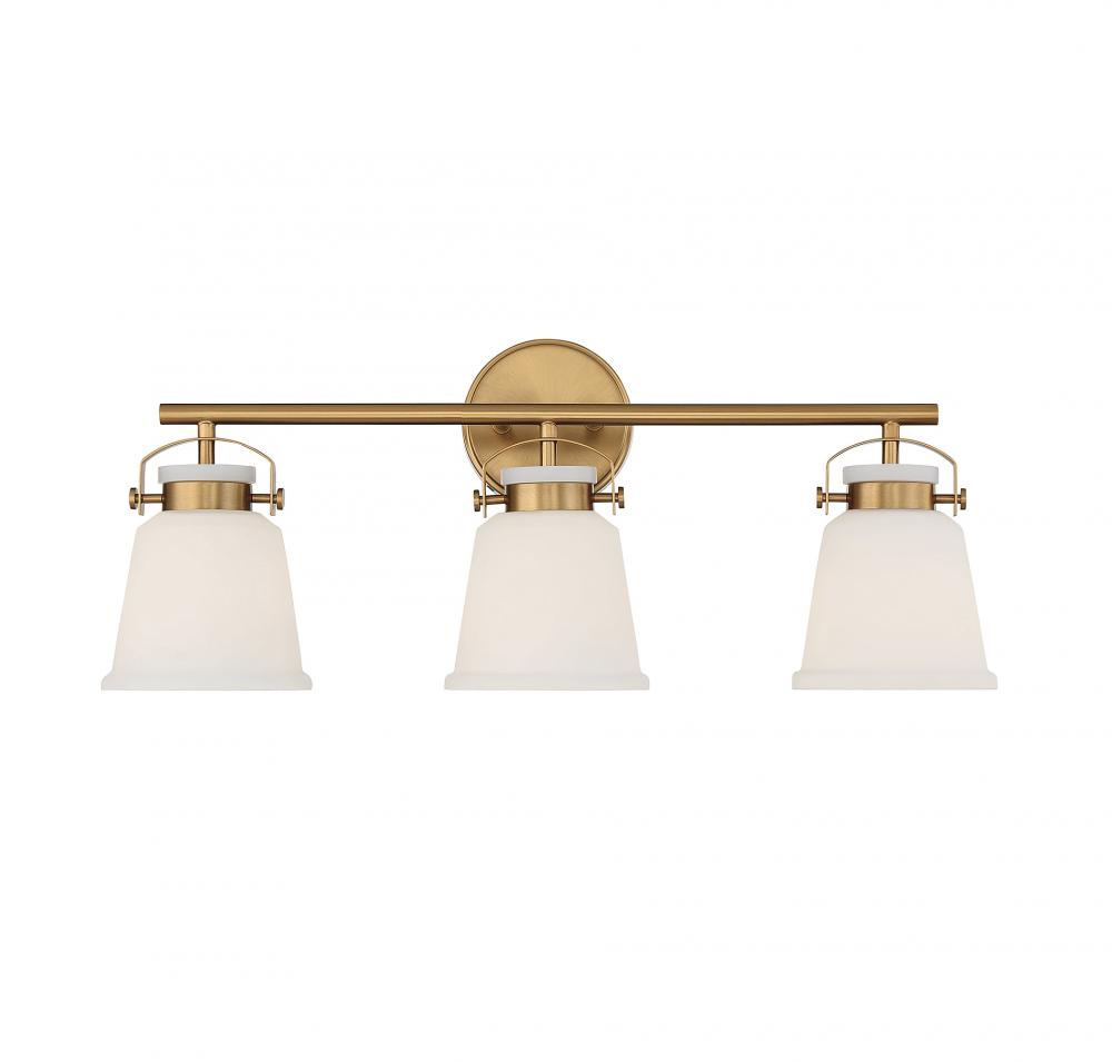 Kaden 3-Light Bathroom Vanity Light in Warm Brass