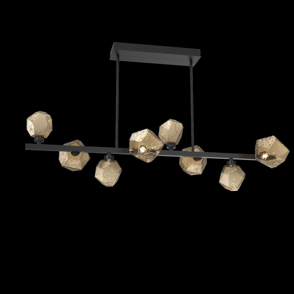 Gem 8pc Twisted Branch-Matte Black-Bronze Blown Glass-Threaded Rod Suspension-LED 3000K