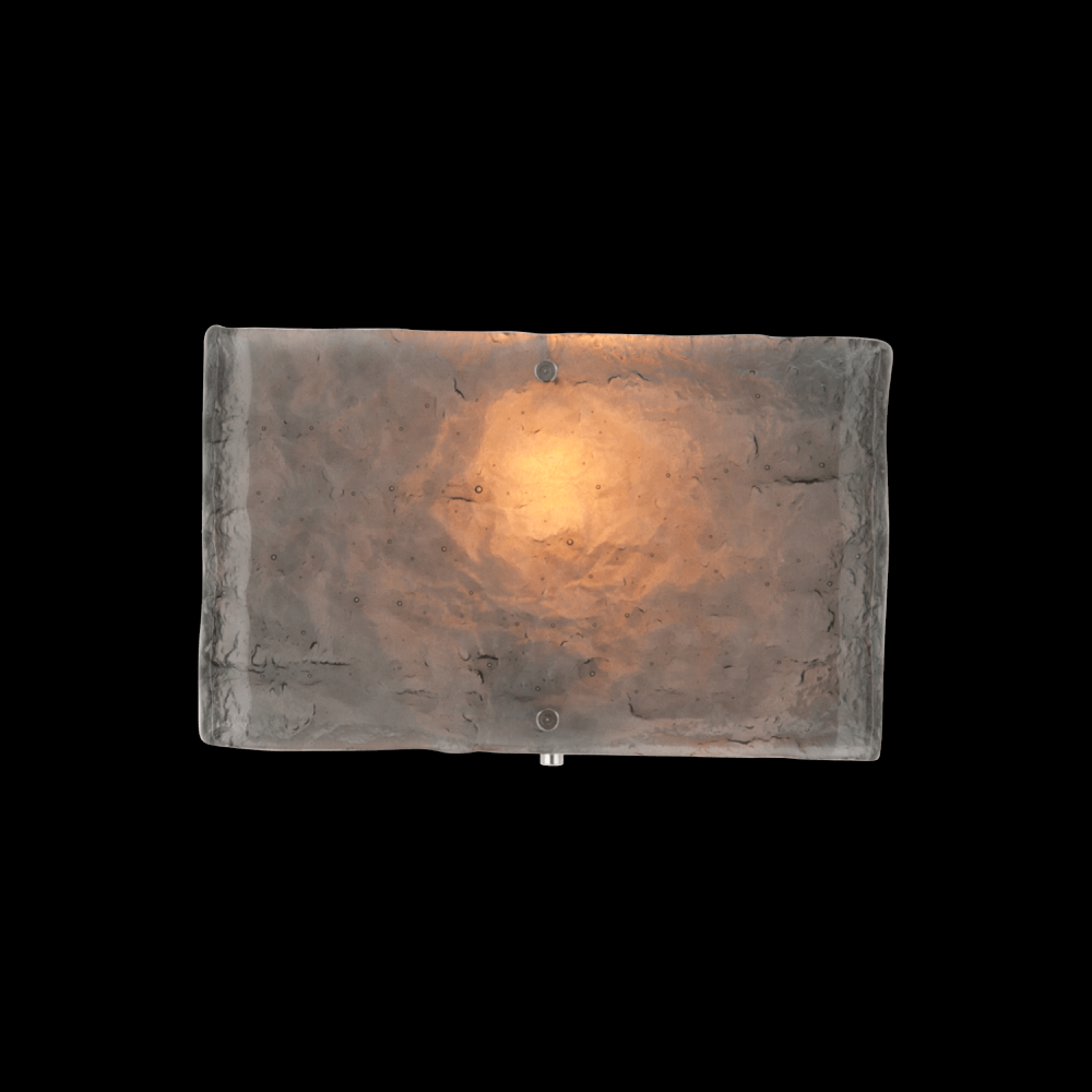 Textured Glass Square Cover Sconce-Gilded Brass-Smoke Granite Glass-E26