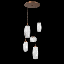 Hammerton CHB0091-05-BB-C-C01-L1 - Vessel 5pc Round Multi-Pendant-Burnished Bronze-Clear Blown Glass-Cloth Braided Cord-LED 2700K