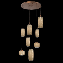 Hammerton CHB0091-08-BB-B-C01-L1 - Vessel 8pc Round Multi-Pendant-Burnished Bronze-Bronze Blown Glass-Cloth Braided Cord-LED 2700K