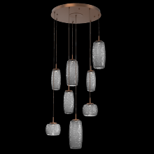 Hammerton CHB0091-08-BB-S-C01-L3 - Vessel 8pc Round Multi-Pendant-Burnished Bronze-Smoke Blown Glass-Cloth Braided Cord-LED 3000K