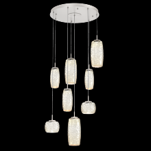 Hammerton CHB0091-08-BS-A-C01-L1 - Vessel 8pc Round Multi-Pendant-Beige Silver-Amber Blown Glass-Cloth Braided Cord-LED 2700K